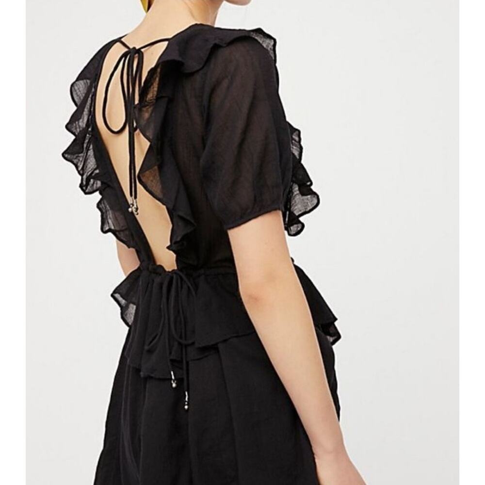 Free people In the Mood for Love ruffle backless black dress Size Sm Whimsigoth - Picture 2 of 8